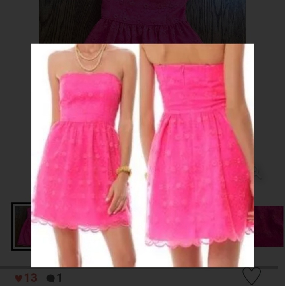 LILLY PULITZER HOT PINK STRAPLESS COCKTAIL DRESS